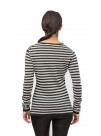 Black and White Contrast Striped Long Sleeves V-Neck Cashmere Pullover Sweater