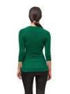 Cable Knit Green Three Quarter Sleeve V-Neck Pashmina Pullover Sweater 