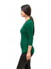 Cable Knit Green Three Quarter Sleeve V-Neck Pashmina Pullover Sweater 