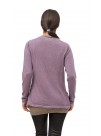  Purple Long  Sleeves with Pocket  Cashmere Sweater. Designed for  a relaxed and elongated fit.