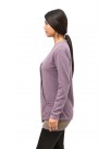  Purple Long  Sleeves with Pocket  Cashmere Sweater. Designed for  a relaxed and elongated fit.