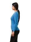 Carolina Blue Long Sleeves V-Neck, Slip On Cashmere Sweater