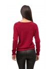 Carmine Red Long Sleeves Crew Neck Cashmere Pullover. Relax Fit