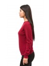 Carmine Red Long Sleeves Crew Neck Cashmere Pullover. Relax Fit