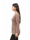 Beige Brown Long Sleeves V-Neck Cashmere Slip on Sweater