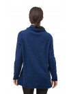 Oxford Blue Long  Sleeve, Cowl-Neck Cashmere Pullover Sweater