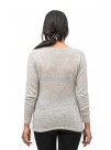 Pearl Gray Long Sleeve, Rolled -Hem, Crew Neck Cashmere Pullover Sweater