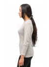 Pearl Gray Long Sleeve, Rolled -Hem, Crew Neck Cashmere Pullover Sweater