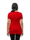 Vibrant Red Short Sleeve, Crew Neck Cashmere Pullover Sweater 