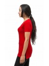 Vibrant Red Short Sleeve, Crew Neck Cashmere Pullover Sweater 