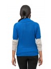 Sapphire Blue Short Sleeve,Classic Open Front Cashmere Bolero Cardigan