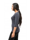 Three-Quarter Sleeves, Gray Crew Neck Cashmere Pullover 