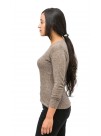 Brown Long Sleeve V-Neck Cashmere Pullover Sweater