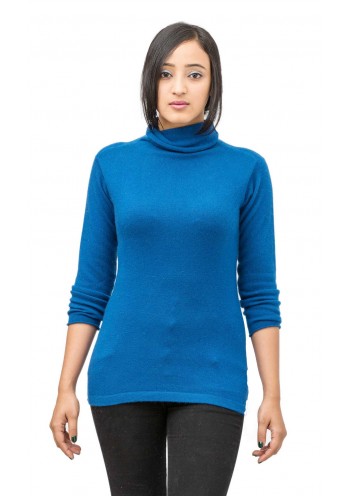 Royal blue Long Sleeved Turtle Neck Poshmina/Cashmere Sweater