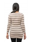 Brown and Beige Striped Long Sleeves Crew Neck Cashmere Pullover Sweater