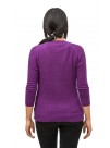 Vibrant Purple Long Sleeve Round-Neck Cashmere Cardigan Sweater