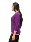 Vibrant Purple Long Sleeve Round-Neck Cashmere Cardigan Sweater