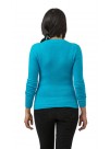 Long Sleeve, Blue V-Neck Cashmere Slip on  Sweater