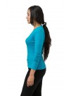 Long Sleeve, Blue V-Neck Cashmere Slip on  Sweater