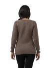 Brown Long Sleeves Crew Neckline Cashmere Slip om Sweater