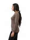 Brown Long Sleeves Crew Neckline Cashmere Slip om Sweater