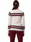 Three-Tone Striped Long Sleeves Crew Neckline Cashmere Slip on Sweater