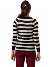 Black and White Striped Long Sleeves Crew Neck Cashmere  Slip-on Sweater 