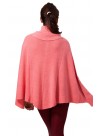 Euro Pink Turtle Neck Cashmere Slip-on Cape Poncho