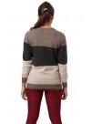 Three  Stripe Contrast, Long Sleeve Crew Neck Cashmere Pullover Sweater