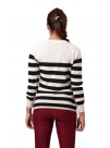 Black and White contrast-striped long sleeves Crew Neck  Cashmere Pullover Sweater