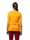 Yellow Three-Quarter Sleeved, Broad Crew Neck Cashmere Pullover