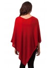 Red Cashmere Double V-Neck Cape Poncho, Lightweight 