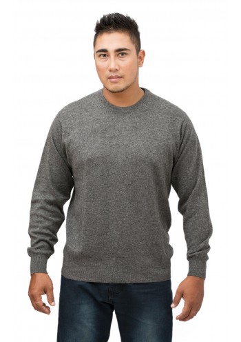 Men's Gray Crew Neck Cashmere Slip On Sweater