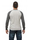 Men's Gray Cashmere Baseball Crew Neck  Slip on Sweater with Classic Touch