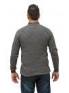 Mock Neck Dark Gray Long  Sleeves Cashmere Slip on Sweater