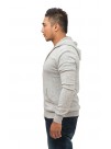 Men's Light Gray Front  Zipper, Hooded Cashmere Sweater with Front Pockets