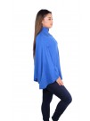 Royal Blue Turtle Neck Cashmere Slip-on Cape Poncho