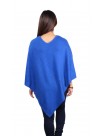 Royal Blue Double V-Neckline,Cashmere Cape Poncho, Free Size, Relax Fit 