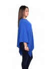 Royal Blue Double V-Neckline,Cashmere Cape Poncho, Free Size, Relax Fit 