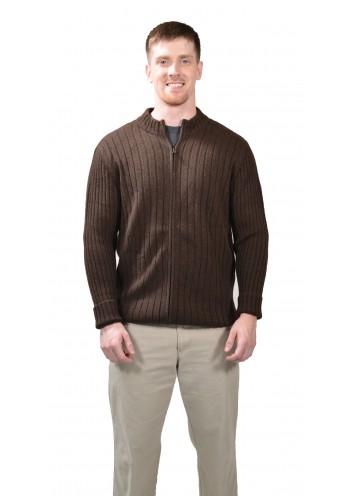 Posh Ribbed 100% Himalayan Yak Wool Zip Cardigan