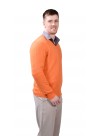 Orange Classic Men's V-Neck Cashmere Pullover Sweater