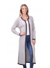 Posh Cashmere Long Sweater Open-Front, Stripe Contrast, Cashmere Duster Cardigan, 