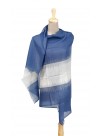 Sapphire Blue & White Stripe Pattern Digital Print Cashmere Shawl