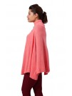 Euro Pink Turtle Neck Cashmere Slip-on Cape Poncho