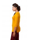 Yellow Three-Quarter Sleeved, Broad Crew Neck Cashmere Pullover