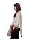 Gray Double V-Neckline,Cashmere Slip-on Cape Poncho, Free Size, Relax Fit 